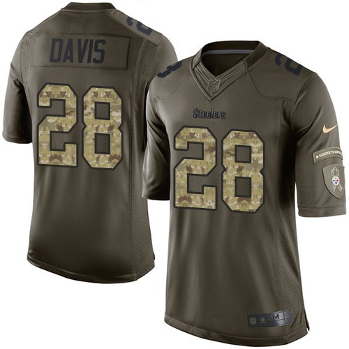 Men's Elite Sean Davis Nike Jersey Green - #28 Salute to Service NFL Pittsburgh Steelers